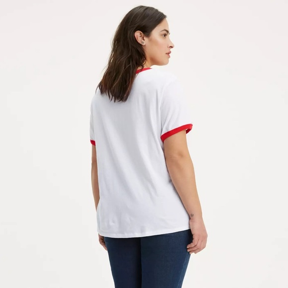 Levi’s GRAPHIC RINGER TEE SHIRT (PLUS SIZE) white and red women’s 2XL - Picture 3 of 11